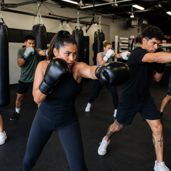 Members training in group boxing classes at Supreme Boxer Boxing Club near Canyon Lake, CA
