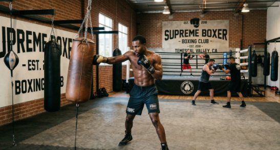 Professional boxer training at Supreme Boxer Boxing Club near Temescal Valley, CA